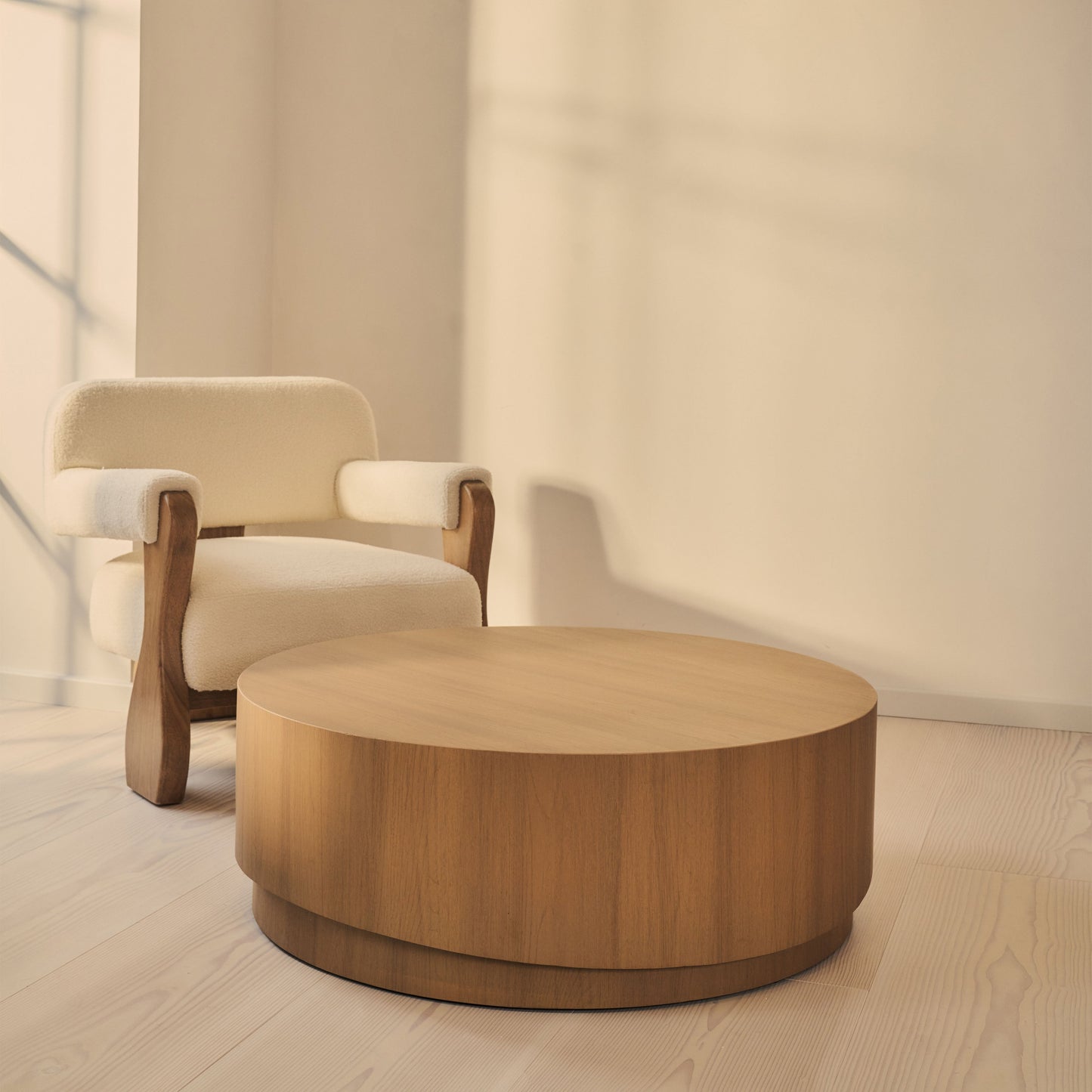 Magna - Table Basse Vague en Bois Chaud