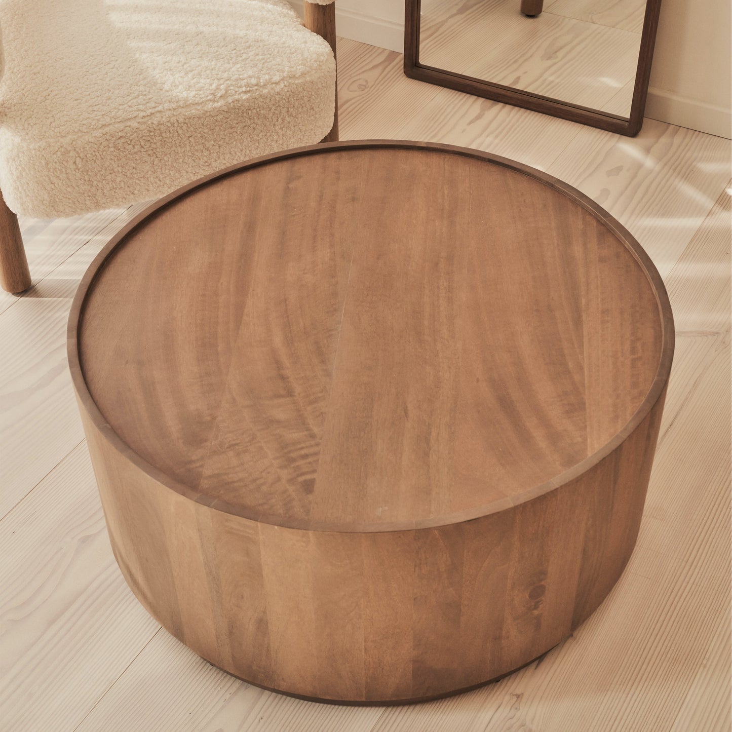 Fairmont - Table basse ronde premium en bois chaud