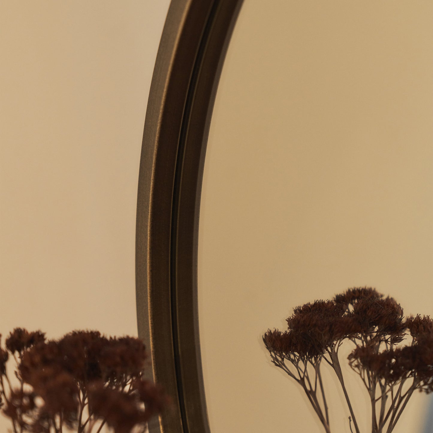 Higgins - Miroir Mural Rond Moderne en Métal Doré 40cm x 40cm