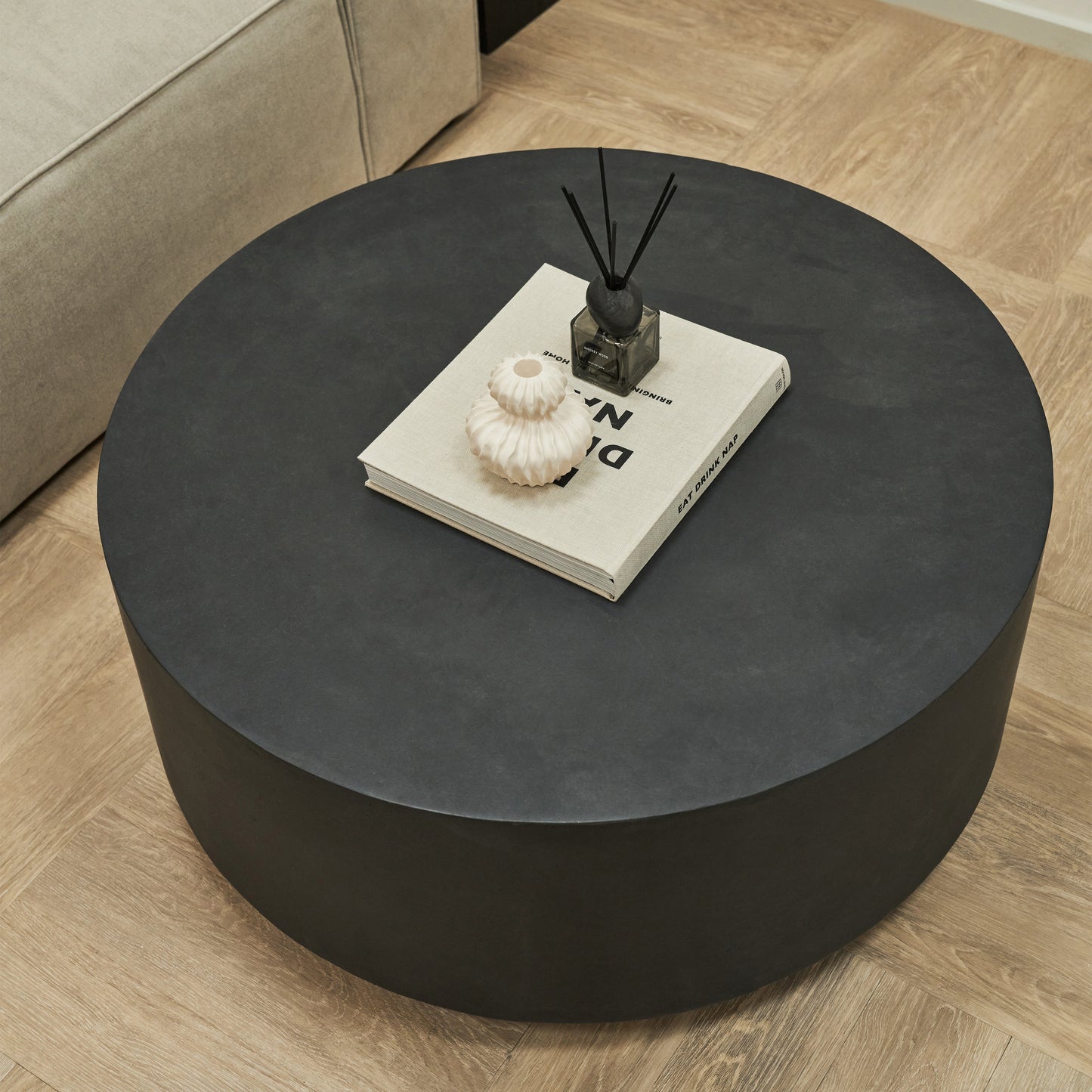 Angelo - Table Basse Ronde Minimaliste Onyx Grande