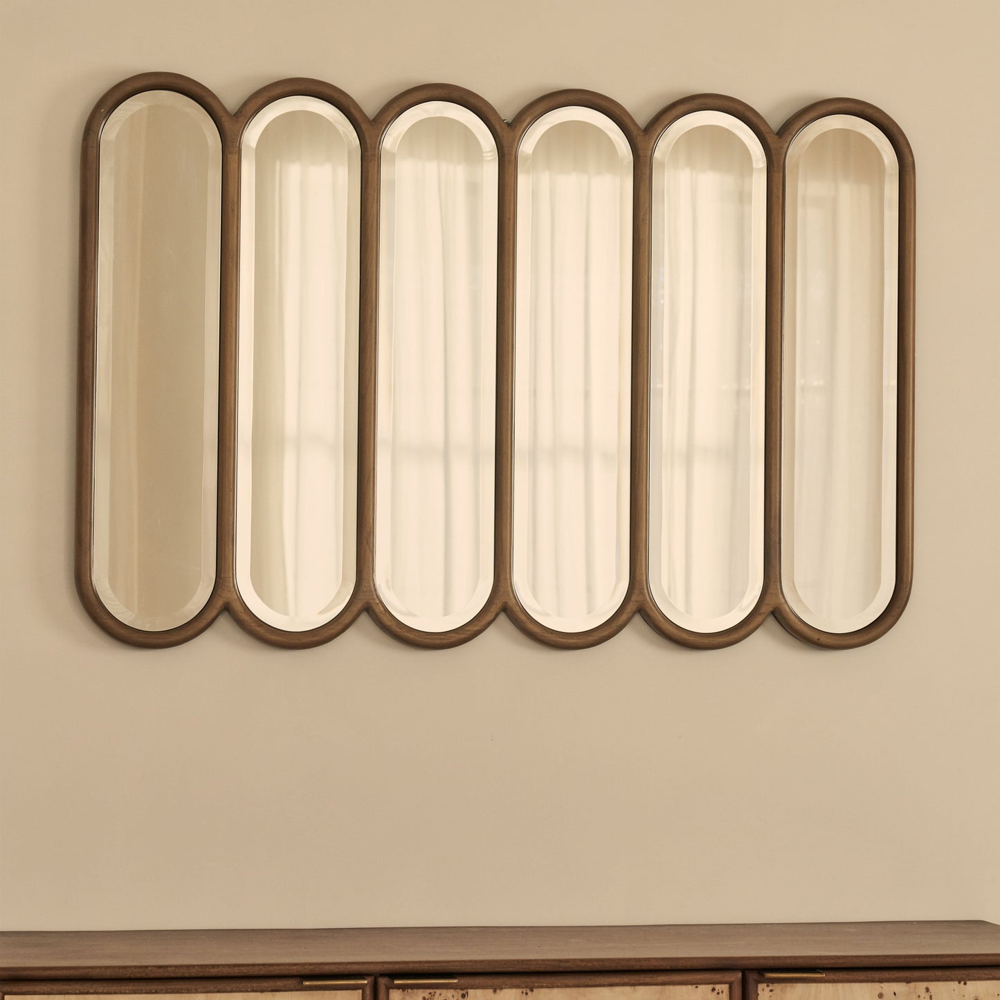 Reims - Miroir en bois chaud à panneau voûté 120cm x 80cm