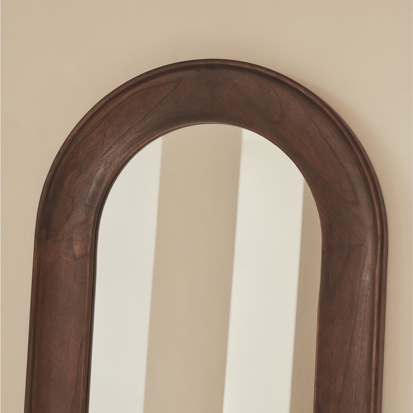 Porta - Miroir Grand Format Arqué en Bois Foncé 180cm x 70cm