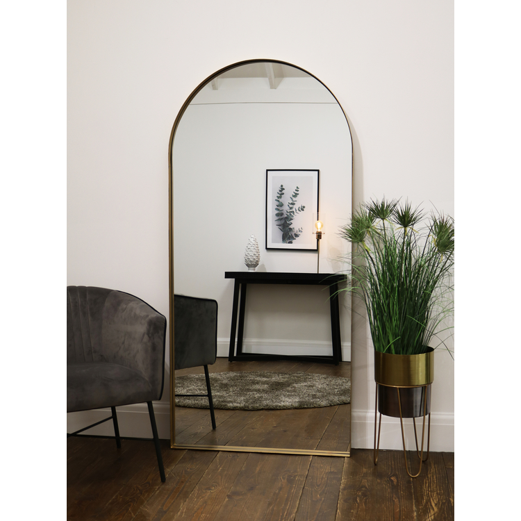 Arcus - Miroir Métallique Arqué Grand Format Doré 170cm x 80cm