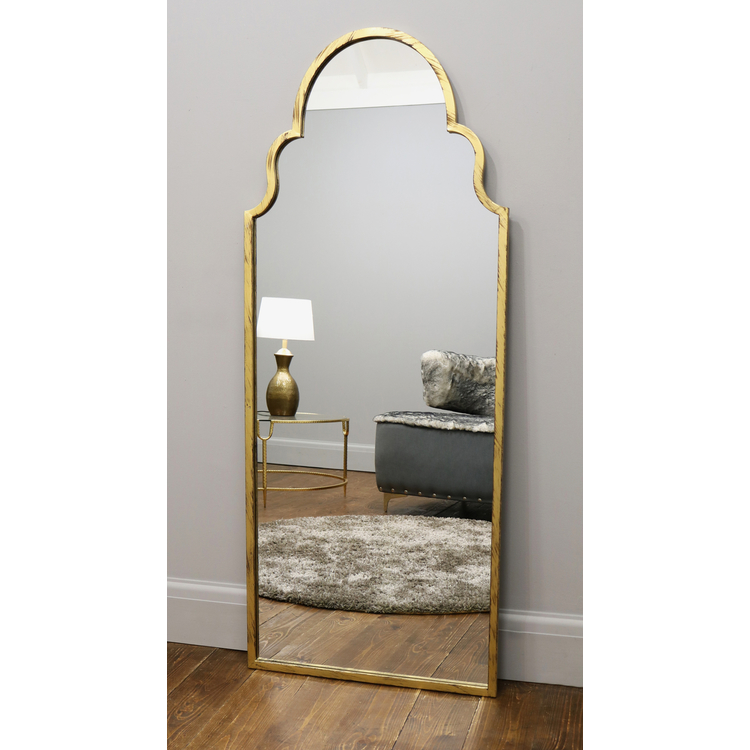 Algiers - Grand miroir métallique doré arche pleine longueur 150cm x 60cm
