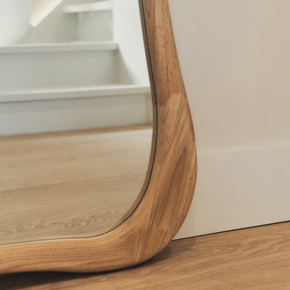 Arcurva - Grand miroir irrégulier en bois clair pleine longueur 170 cm x 85 cm