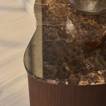 Arlo - Table d'Appoint Premium en Bois Foncé Emperador Irregulier