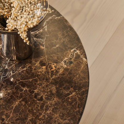 Trivium - Table Basse Ronde en Bois Foncé Dark Emperador Premium