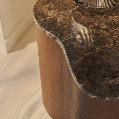 Arlo - Table d'Appoint Premium en Bois Foncé Emperador Irregulier
