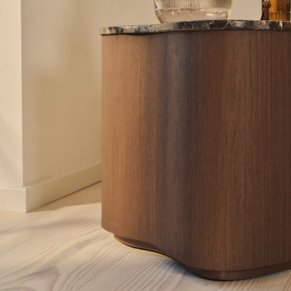 Arlo - Table d'Appoint Premium en Bois Foncé Emperador Irregulier