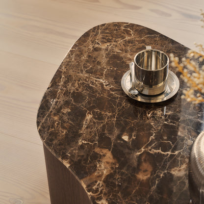 Arlo - Table basse premium en bois irrégulier Dark Emperador foncé