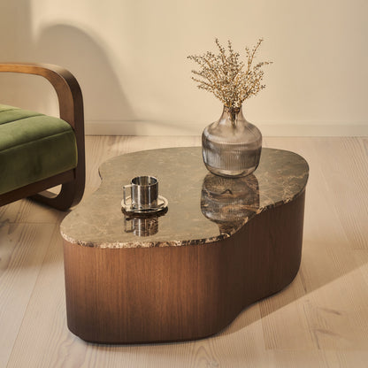 Arlo - Table basse premium en bois irrégulier Dark Emperador foncé