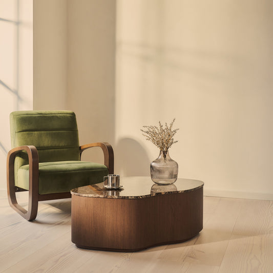 Arlo - Table basse premium en bois irrégulier Dark Emperador foncé