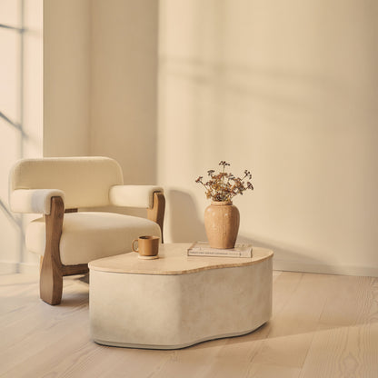 Arlo - Table basse premium en béton irrégulier travertin beige