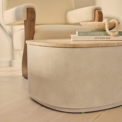 Arlo - Table basse extra large premium en béton irrégulier travertin beige