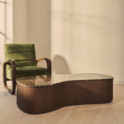 Arlo - Table basse extra large en bois foncé Emperador irrégulier premium