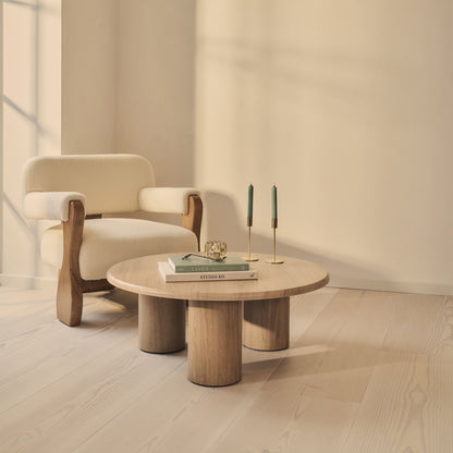 Alina - Grande table basse ronde en bois lavé