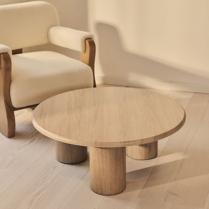 Alina - Grande table basse ronde en bois lavé