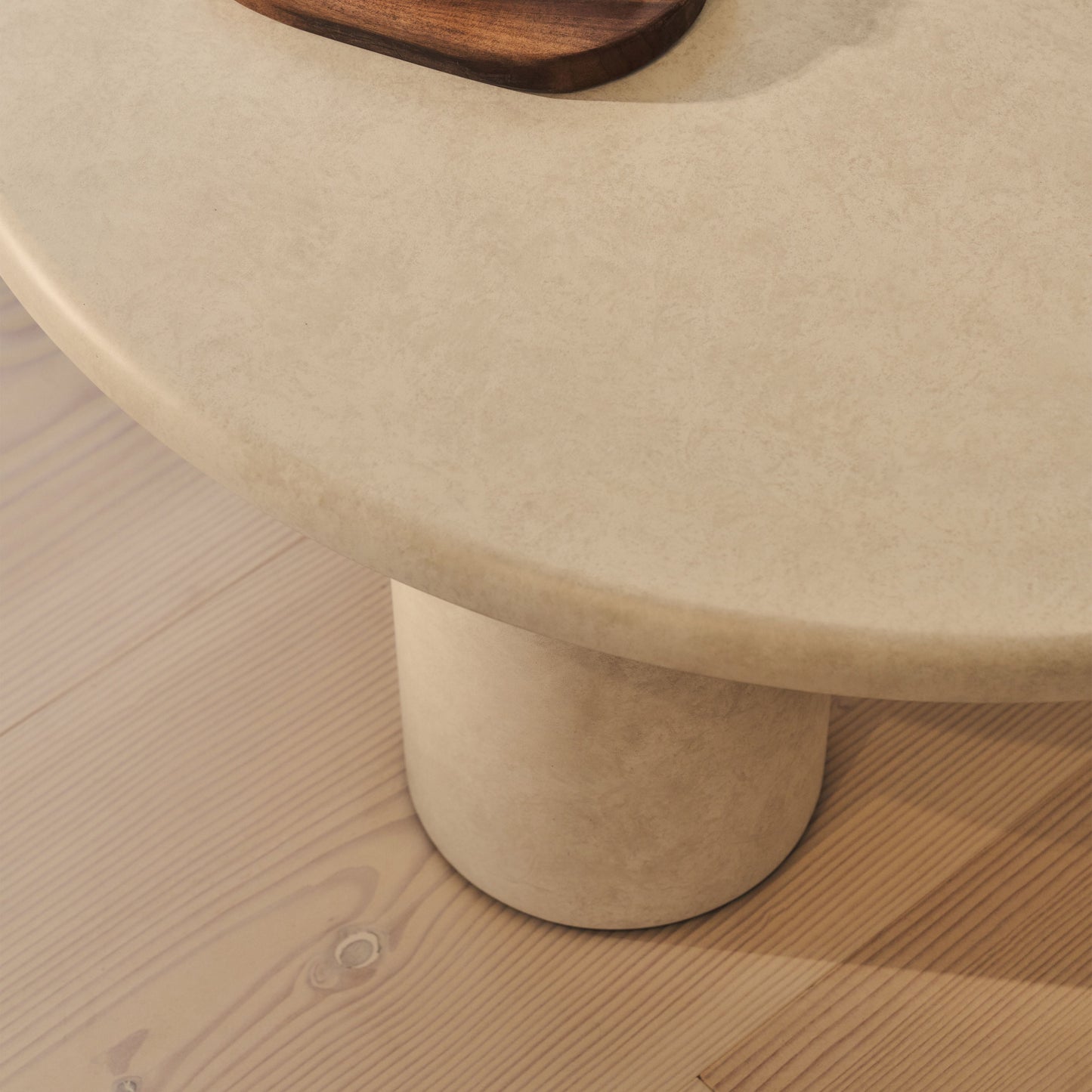 Alina - Grande table basse ronde en bois et béton