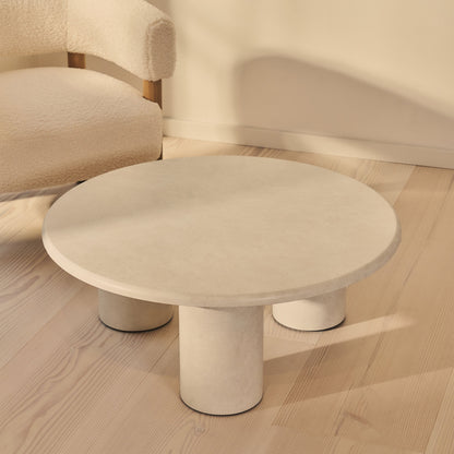 Alina - Grande table basse ronde en bois et béton