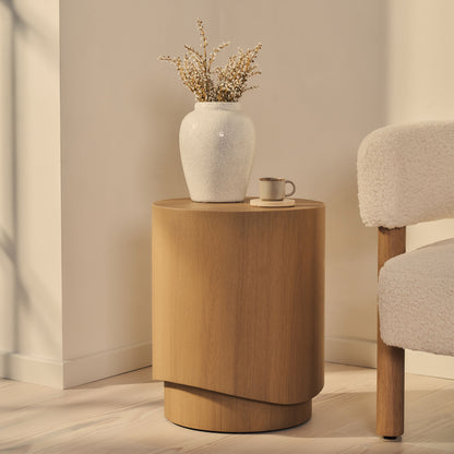 Magna - Table d'Appoint Onde en Bois Chaleureux