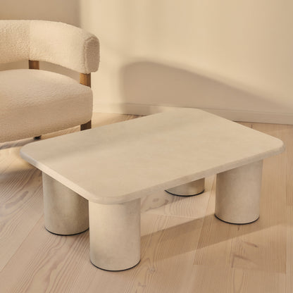 Alina - Grande table basse rectangulaire en bois et béton