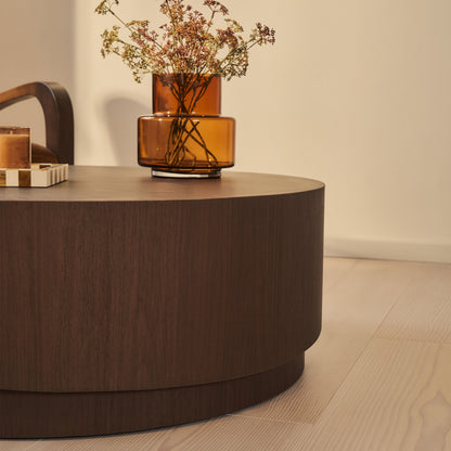 Magna - Table Basse Ondulée en Bois Foncé