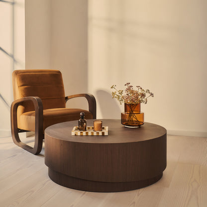 Magna - Table Basse Ondulée en Bois Foncé