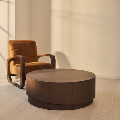 Magna - Table Basse Ondulée en Bois Foncé