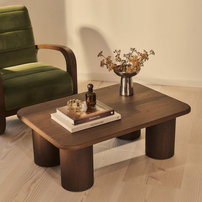 Alina - Grande table basse rectangulaire en bois foncé