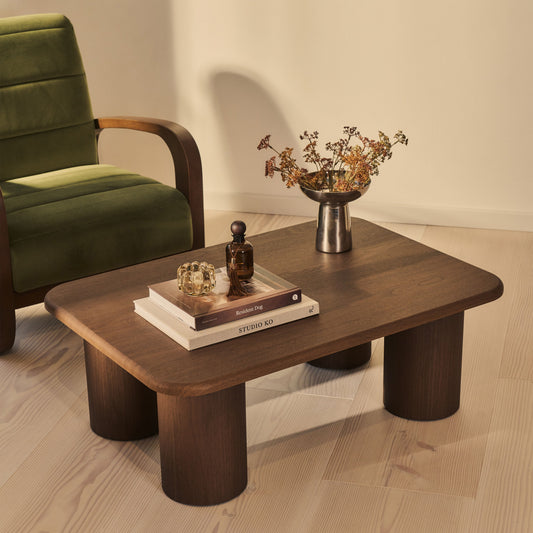 Alina - Grande table basse rectangulaire en bois foncé