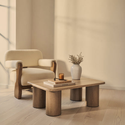 Alina - Grande table basse rectangulaire en bois vieilli