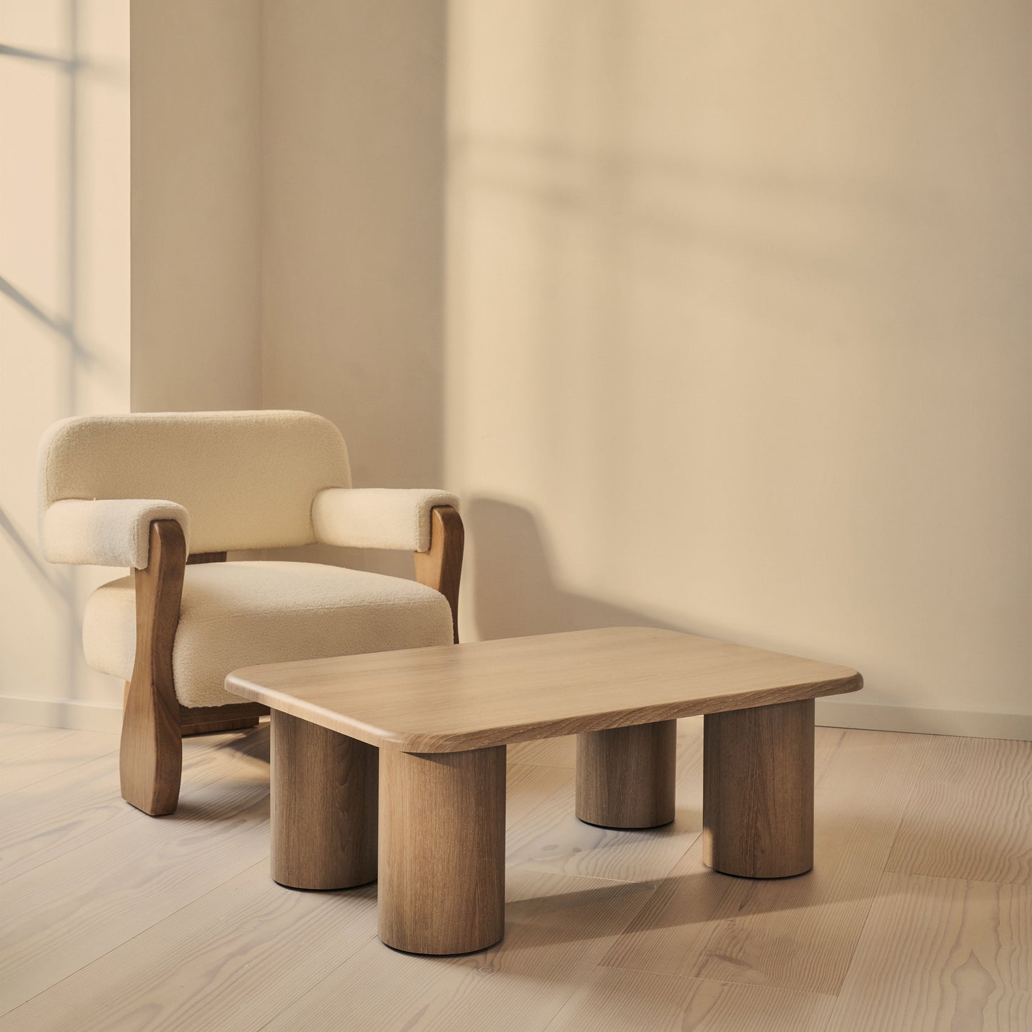 Alina - Grande table basse rectangulaire en bois vieilli