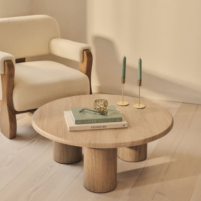 Alina - Grande table basse ronde en bois lavé