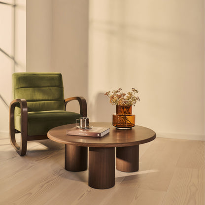 Alina - Grande table basse ronde en bois foncé