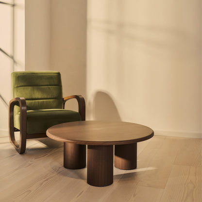 Alina - Grande table basse ronde en bois foncé