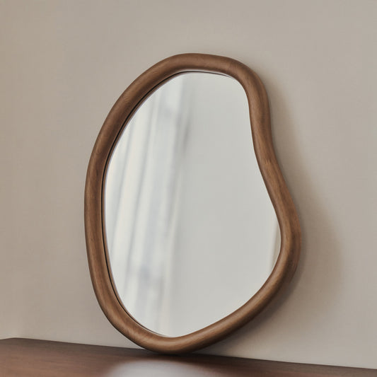 Aaliyah - Miroir Mural Irrégulier Bois Chaud 42cm x 35cm
