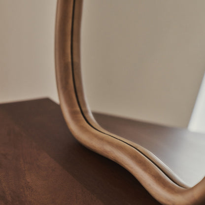 Aaliyah - Miroir Mural Irrégulier Bois Chaud 42cm x 35cm