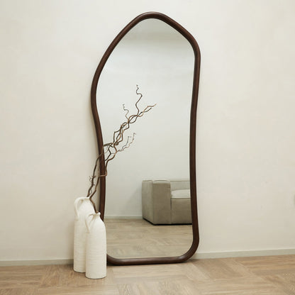 Aaliyah - Miroir irrégulier en bois foncé pleine longueur 180cm x 80cm