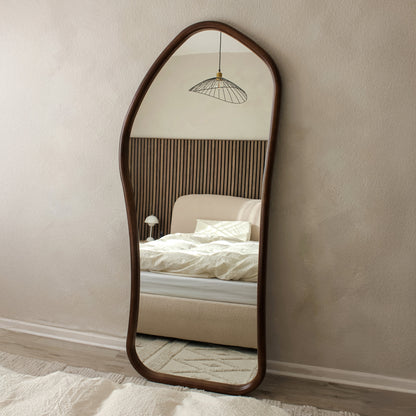 Aaliyah - Miroir irrégulier en bois foncé pleine longueur 180cm x 80cm