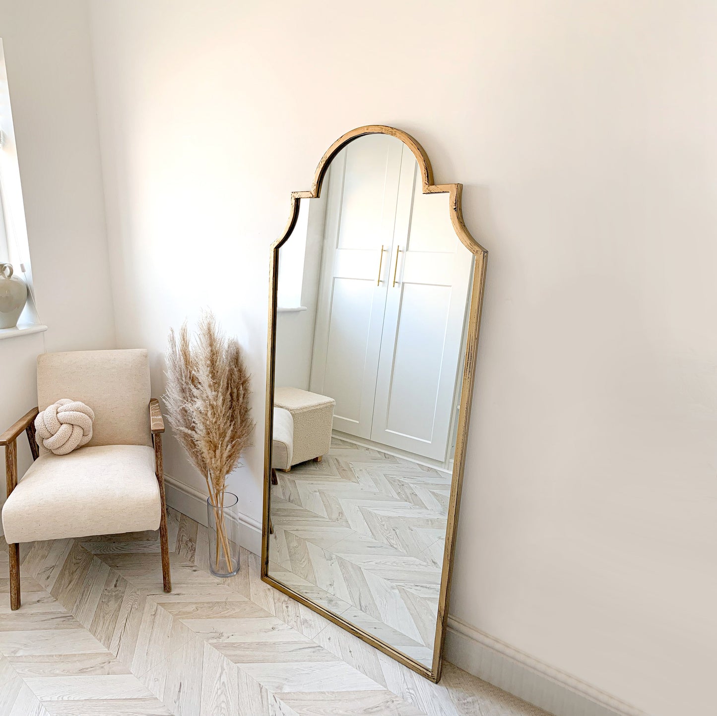 Alexandria - Miroir industriel en métal doré arche pleine longueur 159cm x 70cm