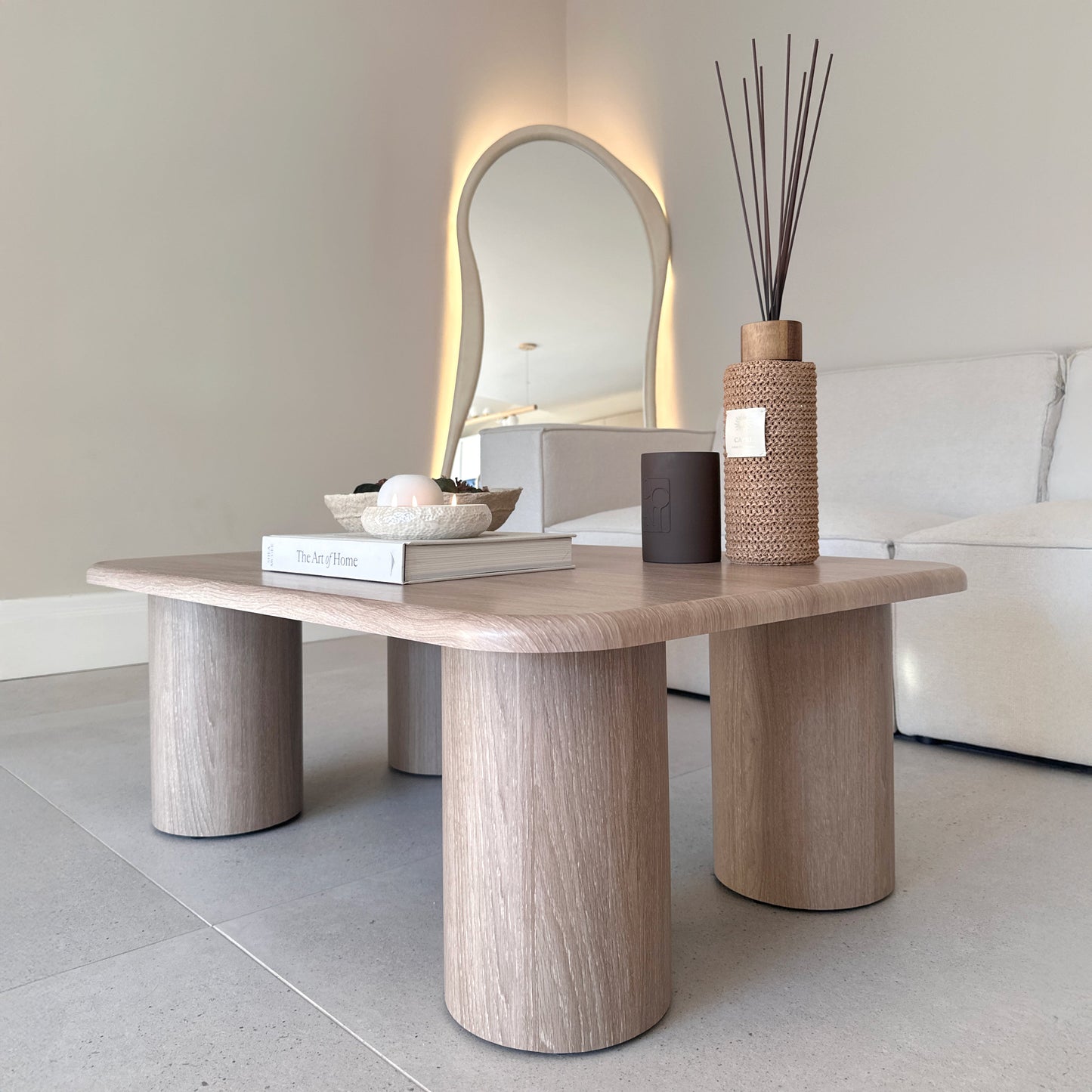 Alina - Grande table basse rectangulaire en bois vieilli
