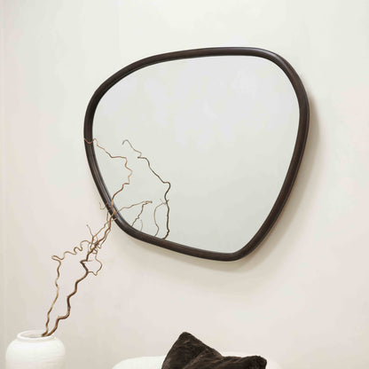 Aaliyah - Miroir mural irrégulier en bois foncé 110cm x 80cm