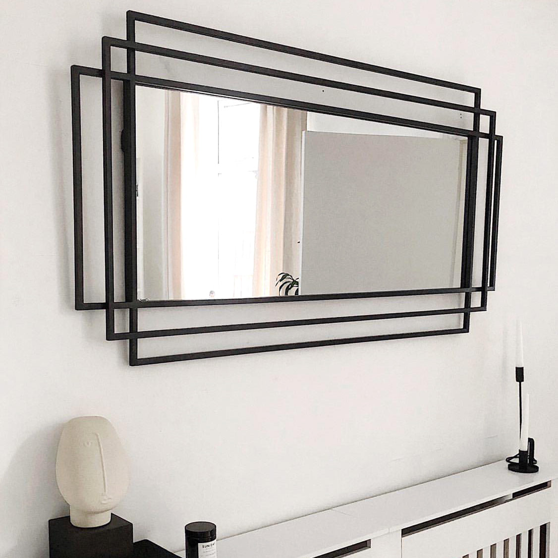 Amalfi - Grand miroir rectangulaire métal noir 140 cm x 70 cm
