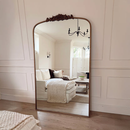 Amelia - Miroir Métallique Arqué Doré Pleine Longueur 200cm x 120cm