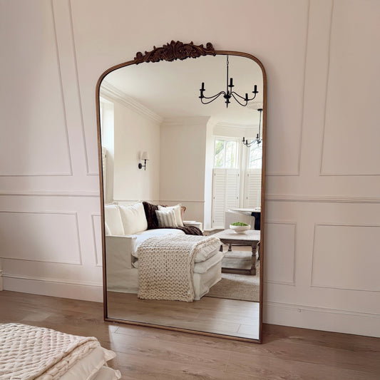Amelia - Miroir Métallique Arqué Doré Pleine Longueur 200cm x 120cm