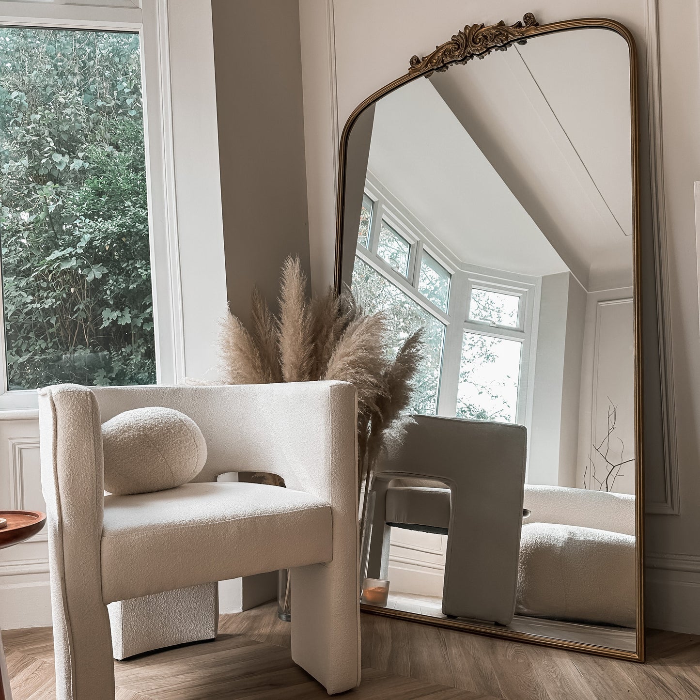 Amelia - Miroir Métallique Arqué Doré Pleine Longueur 186cm x 100cm