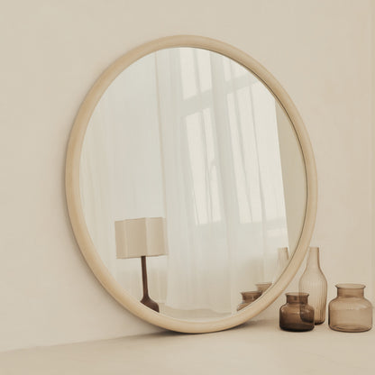 Amora - Grand Miroir Mural Rond en Béton 100cm x 100cm