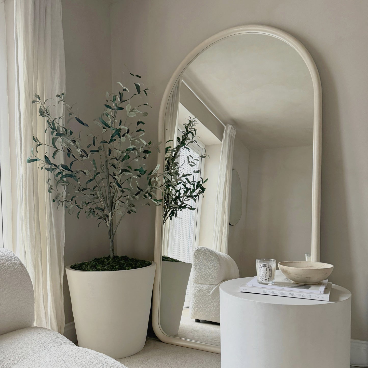 Amora - Miroir en béton extra grand, plein pied, arche, 190 cm x 100 cm