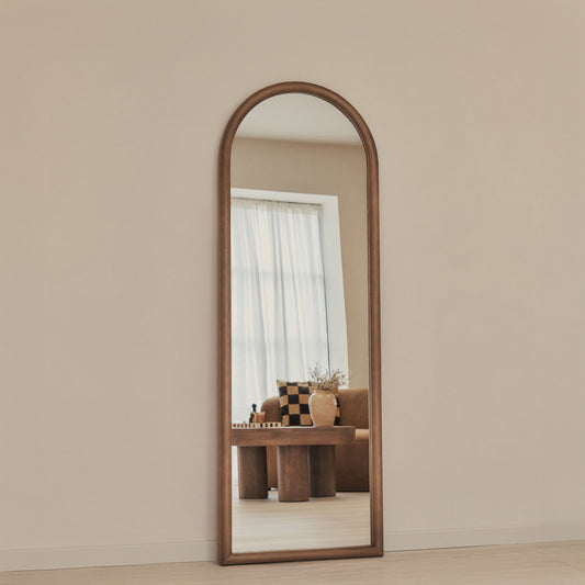 Amora - Miroir en bois chaud grand format plein pied arche 172cm x 60cm