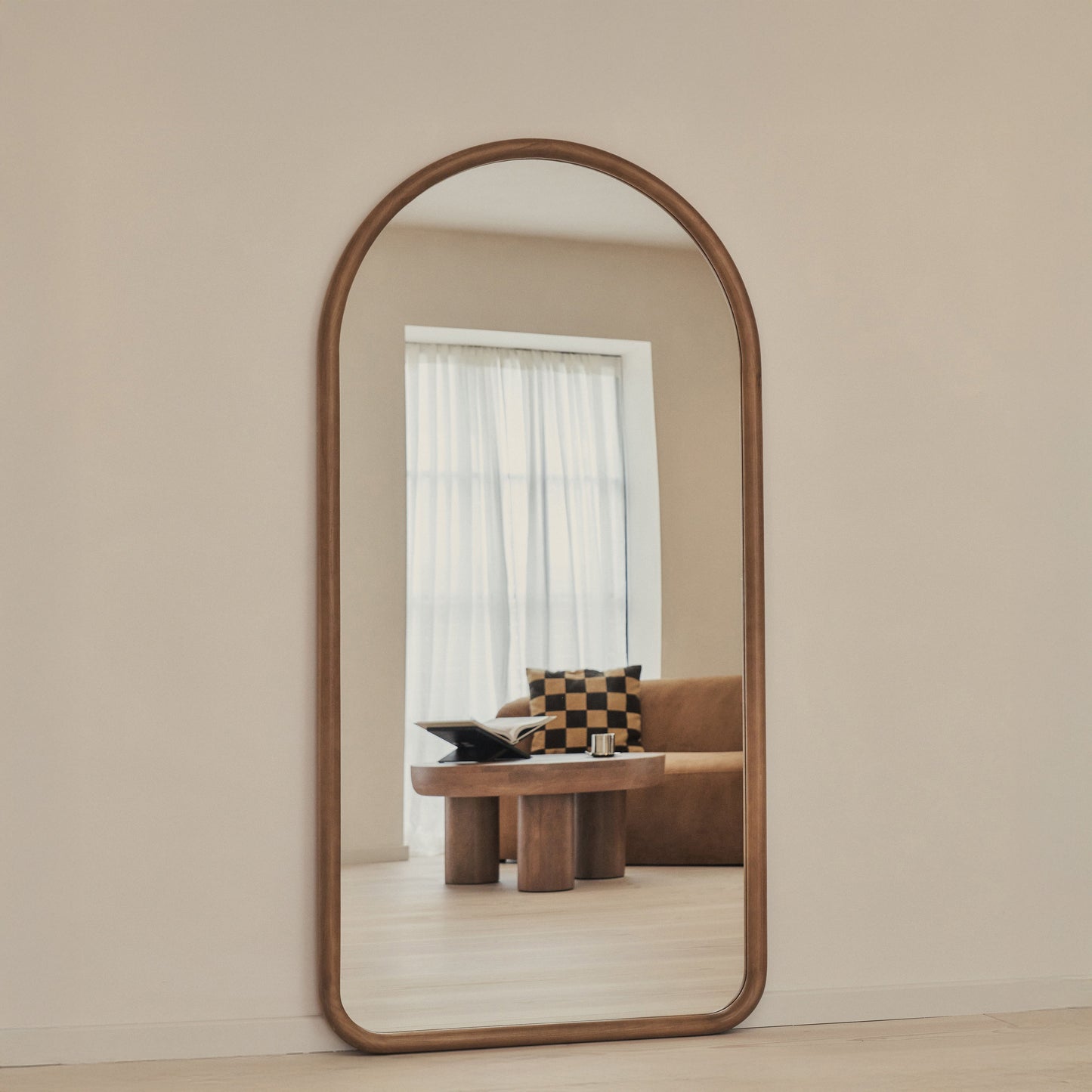 Amora - Miroir en bois chaud grand format plein pied arche 180cm x 90cm